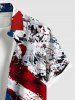 Chemise grande taille à boutons et poches pour homme, motif drapeau américain patriotique et têtes de mort - Rouge M