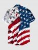 Chemise grande taille à boutons et poches pour homme, motif drapeau américain patriotique et têtes de mort - Rouge 4XL