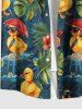 Plus Size Ducks Tropical Leaf Hibiscus Flowers Print Buttons Pocket Hawaii Shirt For Men -  