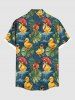 Plus Size Ducks Tropical Leaf Hibiscus Flowers Print Buttons Pocket Hawaii Shirt For Men -  