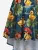 Plus Size Ducks Tropical Leaf Hibiscus Flowers Print High Low Hawaii Cami Dress -  