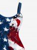 Plus Size Patriotic American Flag Skulls Print Tank Dress -  