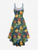 Robe caraco hawaïenne grande taille à imprimé feuilles tropicales et fleurs d'hibiscus - Vert 6X