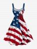 Plus Size Patriotic American Flag Skulls Print Tank Dress -  