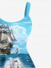 Plus Size Seascape Cloud Ships Cruise Print Hawaii Tank Dress -  