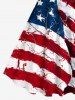 Plus Size Patriotic American Flag Skulls Print Tank Dress -  