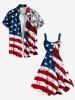 Plus Size Patriotic American Flag Skulls Print Tank Dress -  