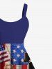 Plus Size Patriotic American Flag Stone Statue Print Tank Dress -  