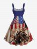Plus Size Patriotic American Flag Stone Statue Print Tank Dress -  