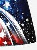 Plus Size Patriotic American Flag Galaxy Tie Dye Print Beach Shorts For Men -  