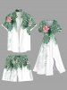 Short hawaïen grande taille à imprimé feuilles tropicales et fleurs d'hibiscus pour homme - Vert M