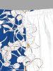 Plus Size Hibiscus Flower Leaf Colorblock Print Hawaii Brach Shorts For Men -  