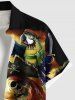 Chemise boutonnée grande taille pour homme, motif tête de mort, pirate, perroquet, voilier, trésor marin, croisière hawaïenne, ombré - Noir 4XL