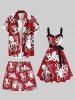 Plus Size Octopus Print Hawaii Drawstring Beach Shorts For Men -  