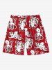Short de plage hawaïen grande taille à imprimé poulpe et cordon de serrage pour homme - Rouge 4XL