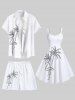 Plus Size Coconut Tree Flamingo Hand-painted Print Hawaii Drawstring Beach Shorts For Men -  