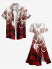 Robe mi-longue hawaïenne grande taille à imprimé floral ombré et poches fendues - Rouge M
