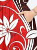 Robe mi-longue hawaïenne à imprimé floral grande taille avec poches fendues - Rouge 3X