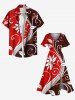 Robe mi-longue hawaïenne à imprimé floral grande taille avec poches fendues - Rouge 3X