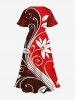 Robe mi-longue hawaïenne à imprimé floral grande taille avec poches fendues - Rouge 3X