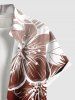 Plus Size Ombre Flower Print Hawaii Button Pocket Shirt For Men -  