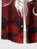 Chemise hawaïenne grande taille à imprimé floral ombré et poches boutonnées pour homme - Rouge 5XL