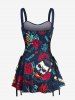 Skull Rose Flower Heart Diamond Print Lace Up A Line Tank Dress -  