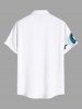 Chemise grande taille à imprimé pieuvre, voilier, vagues, oiseaux, croisière hawaïenne, boutonnée et poche pour homme - Blanc 3XL