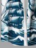 Chemise grande taille à imprimé pieuvre, voilier, vagues, oiseaux, croisière hawaïenne, boutonnée et poche pour homme - Blanc 3XL