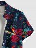 Plus Size Skull Rose Flower Heart Diamond Print Button Pocket Shirt For Men -  