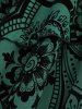 Gothic Plus Size Grommets Lace Up Ruched Cross Floral Flocking Layered Ruffles Cold Shoulder A Line Tank Dress -  