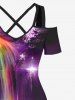 Glitter Ombre Light Beam Fall Print Plus Size Matching Hawaii Beach Outfit For Couples -  