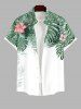Tenue de plage hawaïenne assortie grande taille à imprimé feuilles de palmier tropicales et fleurs d'hibiscus pour couples - Vert 