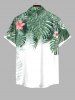 Tenue de plage hawaïenne assortie grande taille à imprimé feuilles de palmier tropicales et fleurs d'hibiscus pour couples - Vert 