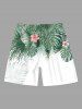 Tenue de plage hawaïenne assortie grande taille à imprimé feuilles de palmier tropicales et fleurs d'hibiscus pour couples - Vert 