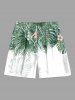 Tenue de plage hawaïenne assortie grande taille à imprimé feuilles de palmier tropicales et fleurs d'hibiscus pour couples - Vert 