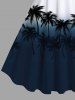Tenue de plage hawaïenne assortie grande taille à imprimé cocotier ombré colorblock pour couples - Bleu de Minuit 