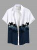 Tenue de plage hawaïenne assortie grande taille à imprimé cocotier ombré colorblock pour couples - Bleu de Minuit 