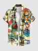 Coconut Tree Skulls Sea Waves Print Plus Size Matching Hawaii Beach Outfit For Couples -  