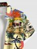Coconut Tree Skulls Sea Waves Print Plus Size Matching Hawaii Beach Outfit For Couples -  