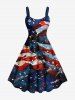 Patriotic American Flag Galaxy Print Plus Size Matching Outfit For Couples -  