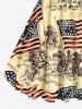 Patriotic American Flag Horse Warrior Print Plus Size Matching Outfit For Couples -  