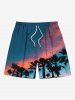 Coconut Tree Ombre Dusk Print Plus Size Matching Hawaii Beach Outfit For Couples -  