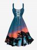 Coconut Tree Ombre Dusk Print Plus Size Matching Hawaii Beach Outfit For Couples -  