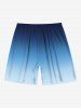 Tenue de plage hawaïenne assortie grande taille à imprimé colorblock ombré pour couples - Bleu 