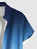 Tenue de plage hawaïenne assortie grande taille à imprimé colorblock ombré pour couples - Bleu 