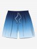Tenue de plage hawaïenne assortie grande taille à imprimé colorblock ombré pour couples - Bleu 