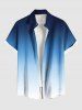 Tenue de plage hawaïenne assortie grande taille à imprimé colorblock ombré pour couples - Bleu 
