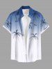Ensemble chemise et barboteuse hawaïennes assorties, tenue de plage grande taille, imprimé cocotier ombré colorblock, pour couples - Bleu 