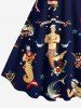 Sailor Mermaid Patriotic American Flag Anchor Shark Print Plus Size Matching Hawaii Beach Outfit For Couples -  
